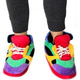 Pluche clownschoenen/sneakers sloffen/pantoffels voor kinderen XS maat 29-33 - Regenboog/sneakers sloffen