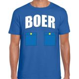 Bellatio Decoratio - Boer Icoon T-shirt - Blauw - 100% Katoen