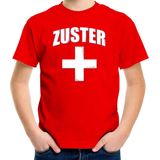 Zuster met kruis verkleed t-shirt rood voor kinderen - Verpleegster carnaval / feest shirt kleding / kostuum 110/116