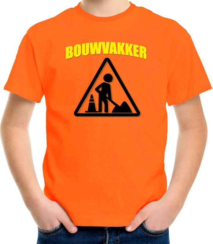 Bouwvakker verkleed t-shirt oranje voor kinderen
