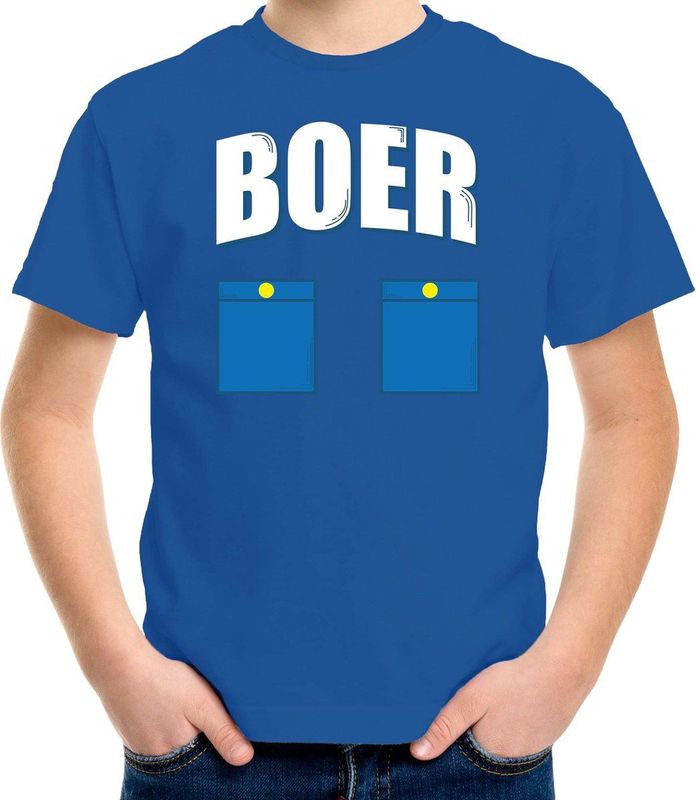 Boer - Verkleed T-Shirt - Blauw - 100% Katoen