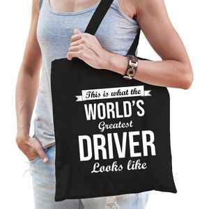 Worlds greatest driver tas zwart volwassenen - werelds beste chauffeur cadeau tas - Feest Boodschappentassen