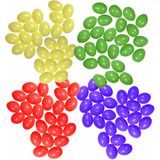 100x Multi-color Gekleurde Kunststof Paaseieren van 6 cm - Zelf te Beschilderen - Pasen Decoraties en Hobby Artikelen