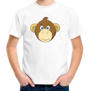 Cartoon aap t-shirt wit voor jongens en meisjes - Kinderkleding dieren t-shirts kinderen 110 116