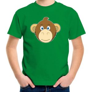 Cartoon aap t-shirt groen voor jongens en meisjes - Kinderkleding dieren t-shirts kinderen 110 116