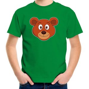 Cartoon beer t-shirt groen voor jongens en meisjes - Kinderkleding dieren t-shirts kinderen 110 116