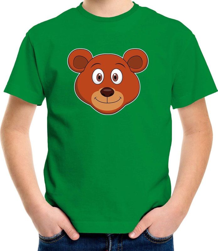 Cartoon beer t-shirt groen voor jongens en meisjes - Kinderkleding dieren t-shirts kinderen 110 116