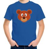 Cartoon beer t-shirt blauw voor jongens en meisjes - Kinderkleding dieren t-shirts kinderen 110 116