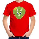 Cartoon dino t-shirt rood voor jongens en meisjes - Kinderkleding dieren t-shirts kinderen 110 116