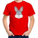 Bellatio Decorations - Cartoon Konijn - T-shirt - Rood - Katoen