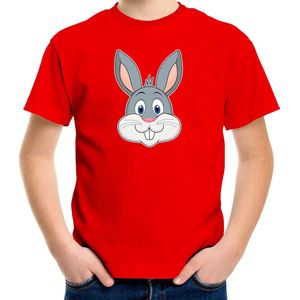 Bellatio Decorations - Cartoon Konijn - T-shirt - Rood - Katoen