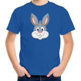 Cartoon - Konijn T-Shirt - Blauw - Kinderkleding - Dieren