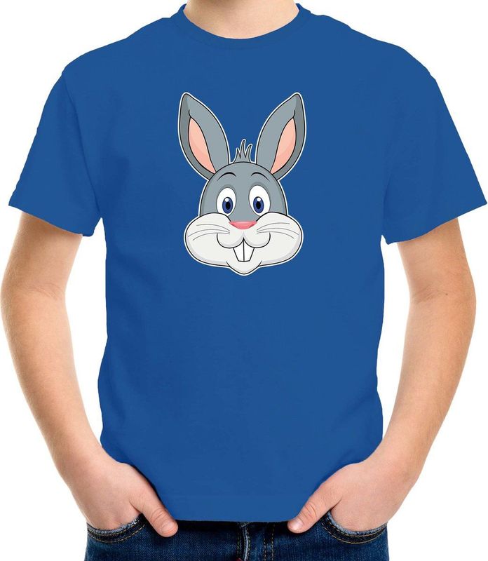 Cartoon - Konijn T-Shirt - Blauw - Kinderkleding - Dieren