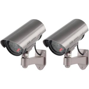2x Stuks Dummy Camera / Beveiligingscamera met LED Lampje - Voor Binnen en Buiten