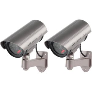 2x stuks dummy camera / beveiligingscamera met LED lampje - voor binnen en buiten