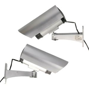 2x stuks dummy camera / beveiligingscamera met LED lampje - voor binnen en buiten