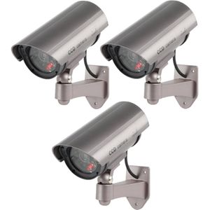 3x Stuks Dummy Camera / Beveiligingscamera met LED Lampje - Voor Binnen en Buiten