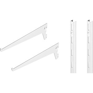 2x plankdragers 25 cm met 2x wandrails 14.5 cm - wandrailsysteem / opbergruimte maken