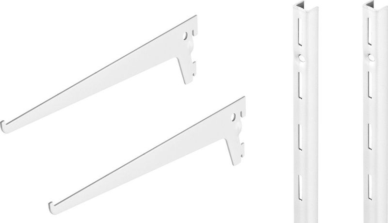 6x plankdragers 25 cm met 6x wandrails 14.5 cm - wandrailsysteem / opbergruimte maken
