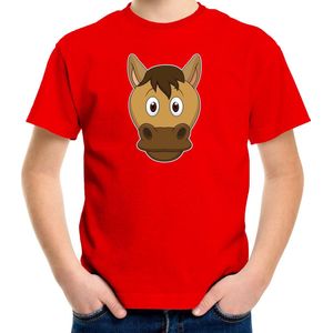 Cartoon paard t-shirt rood voor jongens en meisjes - Kinderkleding dieren t-shirts kinderen 110 116