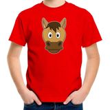 Cartoon paard t-shirt rood voor jongens en meisjes - Kinderkleding dieren t-shirts kinderen 134 140