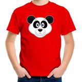 Cartoon panda t-shirt rood voor jongens en meisjes - Kinderkleding dieren t-shirts kinderen 110 116