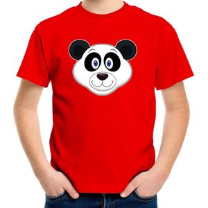 Cartoon panda t-shirt rood voor jongens en meisjes - Kinderkleding dieren t-shirts kinderen 110 116