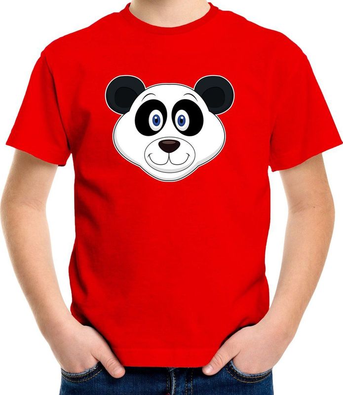 Cartoon panda t-shirt rood voor jongens en meisjes - Kinderkleding dieren t-shirts kinderen 110 116