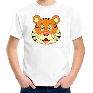 Cartoon tijger t-shirt wit voor jongens en meisjes - Kinderkleding dieren t-shirts kinderen 110 116