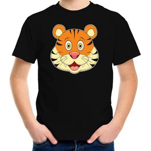Cartoon tijger t-shirt zwart voor jongens en meisjes - Kinderkleding / dieren t-shirts kinderen 134/140