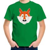 Cartoon vos t-shirt groen voor jongens en meisjes - Kinderkleding dieren t-shirts kinderen 110 116