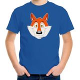 Cartoon vos t-shirt blauw voor jongens en meisjes - Kinderkleding dieren t-shirts kinderen 110 116