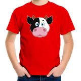 Cartoon koe t-shirt rood voor jongens en meisjes - Kinderkleding dieren t-shirts kinderen 110 116