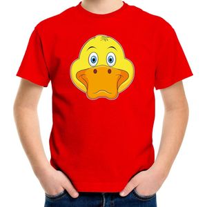Cartoon eend t-shirt rood voor jongens en meisjes - Kinderkleding dieren t-shirts kinderen 110 116