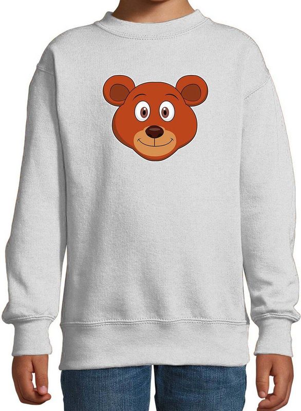 Cartoon beer trui grijs voor jongens en meisjes - Kinderkleding / dieren sweaters kinderen