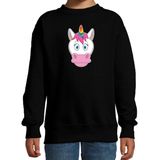 Cartoon eenhoorn trui zwart voor jongens en meisjes - Kinderkleding / dieren sweaters kinderen