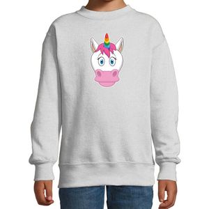 Cartoon eenhoorn trui grijs voor jongens en meisjes - Kinderkleding / dieren sweaters kinderen