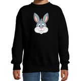 Cartoon konijn trui zwart voor jongens en meisjes - Kinderkleding / dieren sweaters kinderen