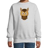 Cartoon paard trui grijs voor jongens en meisjes - Kinderkleding / dieren sweaters kinderen