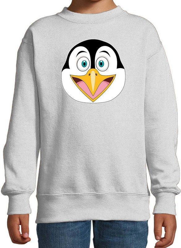 Cartoon pinguin trui grijs voor jongens en meisjes - Kinderkleding / dieren sweaters kinderen