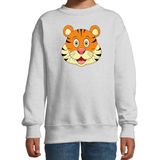 Cartoon tijger trui grijs voor jongens en meisjes - Kinderkleding / dieren sweaters kinderen