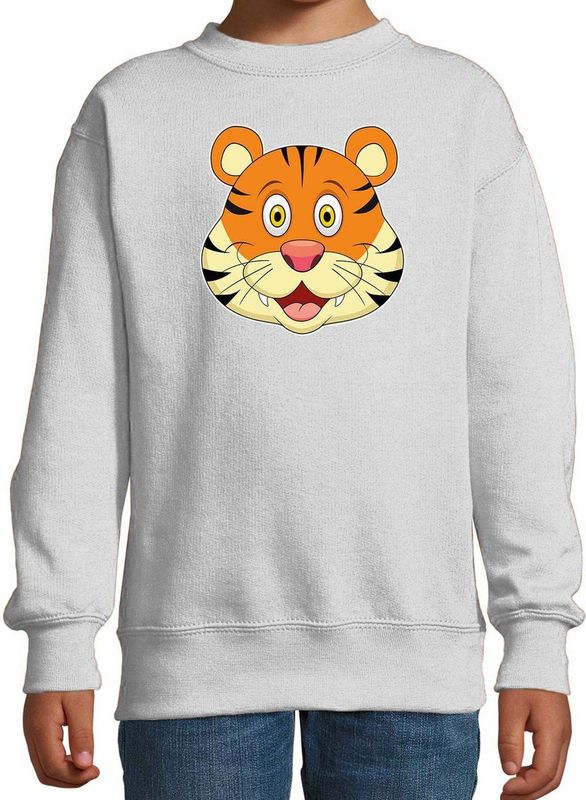 Cartoon tijger trui grijs voor jongens en meisjes - Kinderkleding / dieren sweaters kinderen