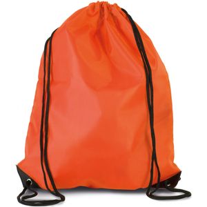 Sport gymtas/draagtas in kleur oranje met handig rijgkoord 34 x 44 cm van polyester en verstevigde hoeken