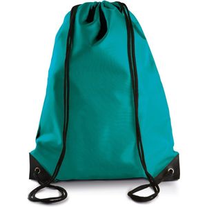 Sport Gymtas/Draagtas In Kleur Turquoise Blauw met Handig Rijgkoord 34 X 44 cm van Polyester en Verstevigde Hoeken