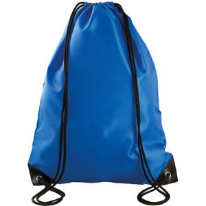 Sport gymtas/draagtas met rijgkoord - kobalt blauw - 34 x 44 cm - polyester - verstevigde hoeken