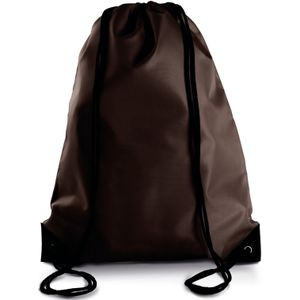 Sport gymtas/draagtas in kleur bruin met handig rijgkoord 34 x 44 cm van polyester en verstevigde hoeken