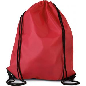 Sport gymtas/draagtas in kleur rood met handig rijgkoord 34 x 44 cm van polyester en verstevigde hoeken