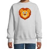 Cartoon leeuw trui grijs voor jongens en meisjes - Kinderkleding / dieren sweaters kinderen