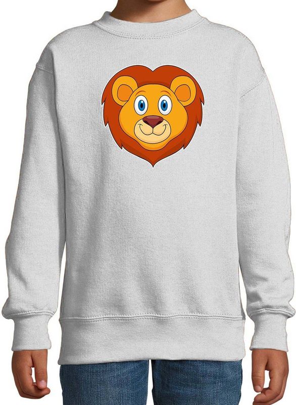 Cartoon leeuw trui grijs voor jongens en meisjes - Kinderkleding / dieren sweaters kinderen