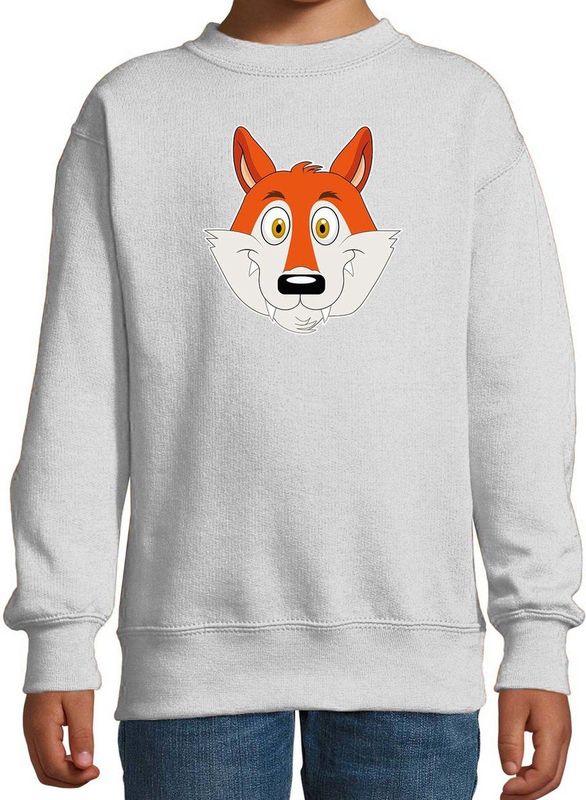 Cartoon vos trui grijs voor jongens en meisjes - Kinderkleding / dieren sweaters kinderen